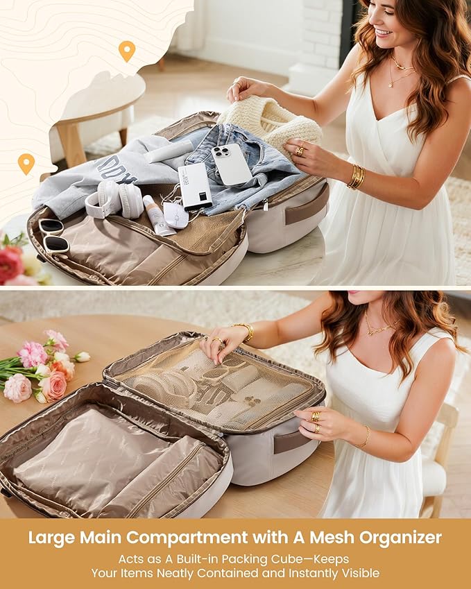 LOVEVOOK 40L Travel Backpack for Women & Men, Airline Approved Carry On Luggage, TSA Personal Item Bag fits 15.6 Inch Laptop, Waterproof Weekender Overnight Suitcase for Work, Blue