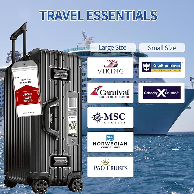 20 Pack Luggage Tags Travel Essentials & Cruise Essentials for NCL, Princess, Carnival, Royal Caribbean & Celebrity Cruise Ships by SEAVILIA