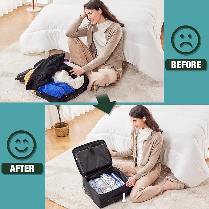 Travel Vacuum Bags with Electric Pump, Vacuum Travel Bags for Luggage and Suitcase, Combo 15 Pack
