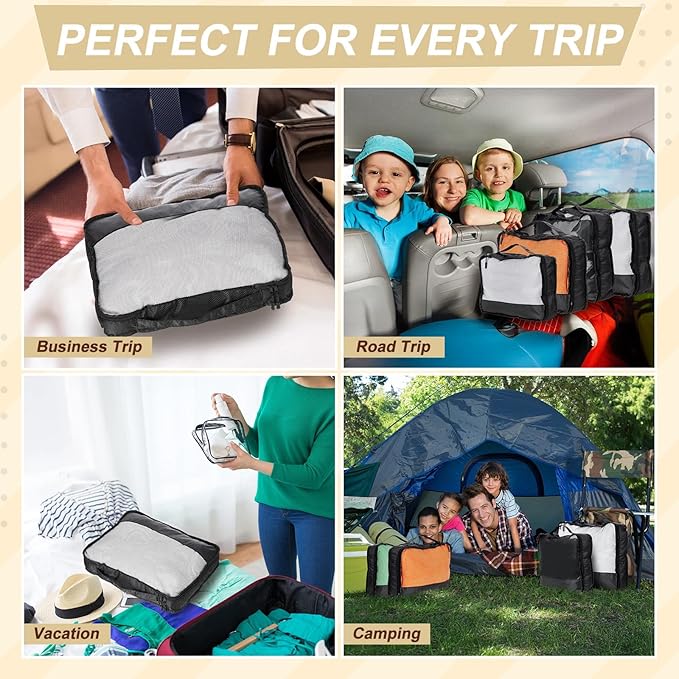 5 Pcs Packing Cubes for Suitcase Large Travel Cubes Carry on Luggage Organizer Bags for Clothes Accessories(M,Black)