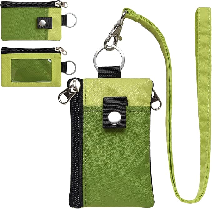 CHENSPRX Minimalist RFID Blocking Small Wallet with ID Window,WaterResistant Zip Id Case Wallet with Lanyard Keychain for Cards,Cash,Travel,Women,Men