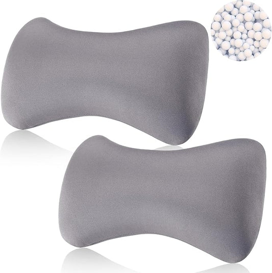 Thyle 2 Pack Bead Neck Pillow Small Bone Shape Neck Support Cushion for Bed Sofa Travel Soft Pillow for Home Sleeping Headrest and Lumbar Support(Grey)