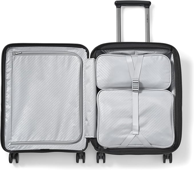 Samsonite Paralux Global Carry-On Luggage - Innovative Design - Quick Access Front Pocket - Dual Suspension Wheel Technology - TSA Lock - Expandable - Includes Removable Packing Cubes - Black