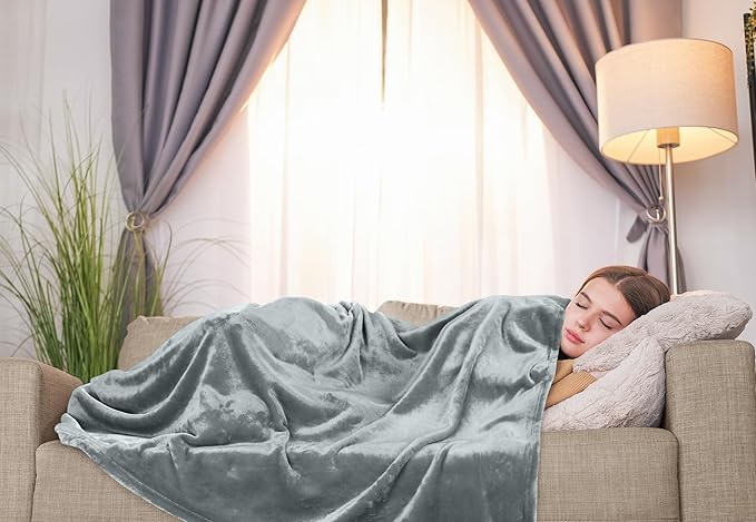 Utopia Bedding Fleece Blanket Throw Size Ash Grey 300GSM Luxury Anti-Static Fuzzy Soft Microfiber Blanket for Couch, Sofa and Bed (50x60 Inch)