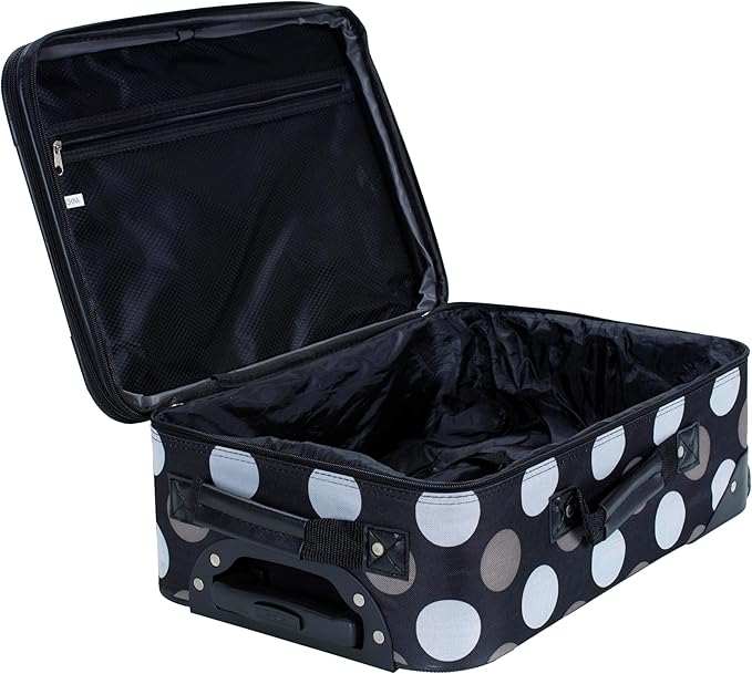 Rockland Fashion Softside Upright Luggage Set, Expandable, New Black Dot, 2-Piece (14/19)
