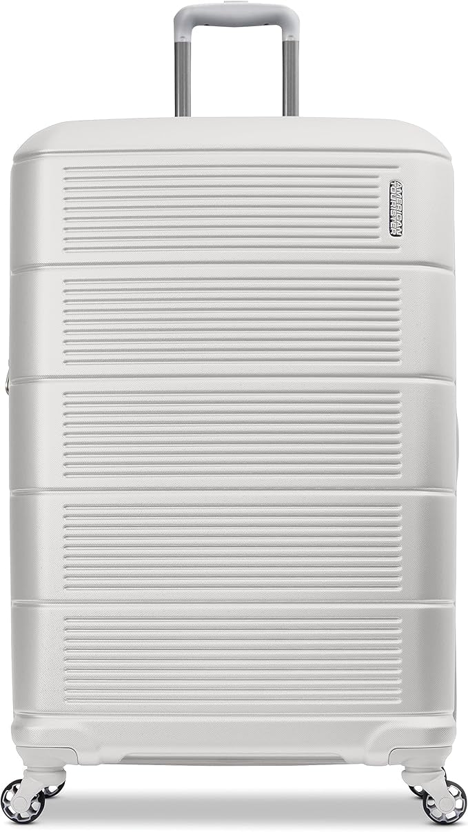 American Tourister Stratum 2.0 Expandable Hardside Luggage with Spinner Wheels, Checked-Large, White
