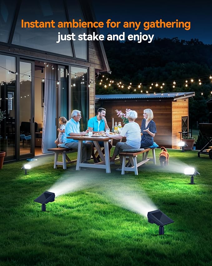 Solar Lights Outdoor Waterproof IP65, 56 LED 3 Lighting Modes Solar Spot Lights Outdoor, Solar Powered Landscape Lighting for Yard Pathway Garden, 4 Pack (Cool White)