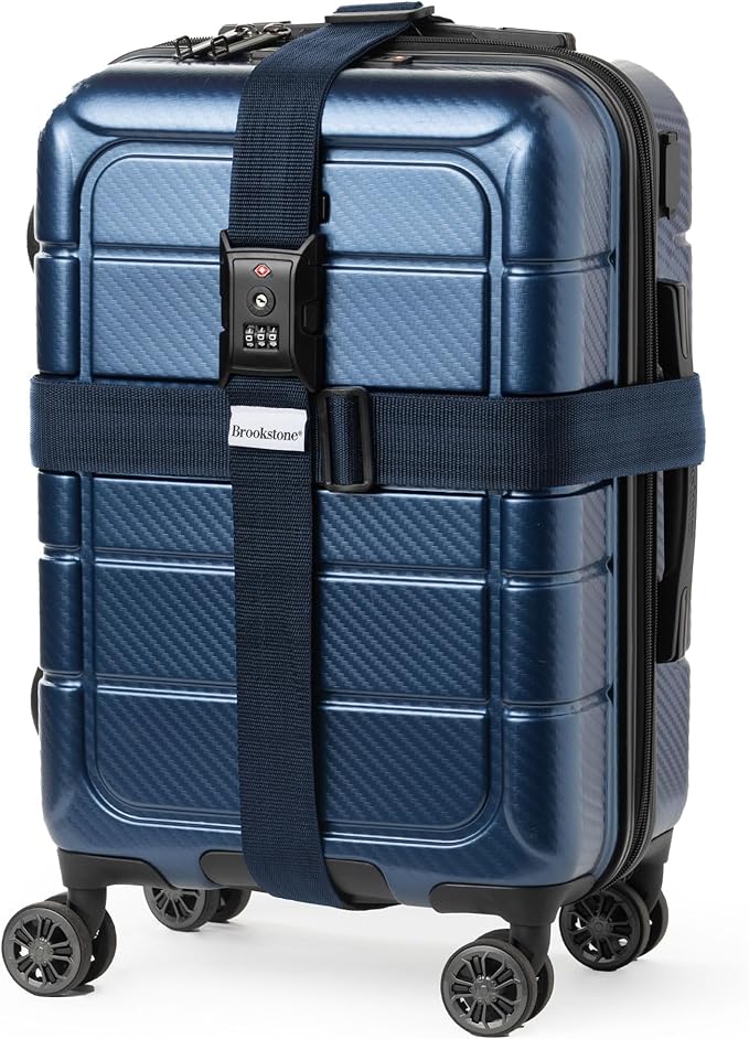 Brookstone Luggage Strap - 2-in-1 TSA-Approved Expandable Luggage Straps for Suitcases with Keyless 3-Digit Combination Lock, Size One Size, Blue