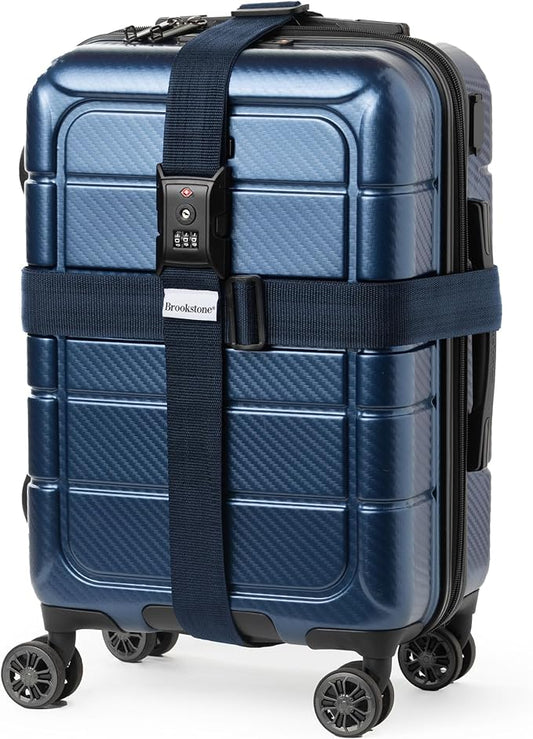 Brookstone Luggage Strap - 2-in-1 TSA-Approved Expandable Luggage Straps for Suitcases with Keyless 3-Digit Combination Lock, Size One Size, Blue