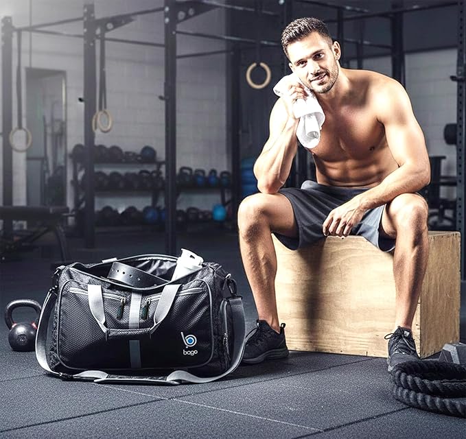Bago Compact Duffle Bag for Travel Women & Men. Durable Lightweight Foldable Travel Duffel Bags For Traveling Women. 40L Duffle Bags a Reliable Weekender duffel or Overnight Bag With Shoe Compartment