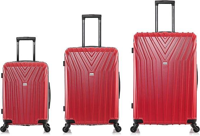 InUSA VASTY Luggage with Spinner Wheels | Durable Lightweight Hardshell SuitcaseTravel Sets with Handle and Trolley | (20in 24in 28in) 3 Piece Luggage Set | Red