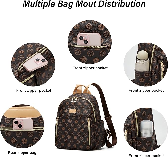 Makes Mini Backpack for Women, Stylish Daypack Purse Handbag Small Casual Daily Travel Bag, Lady Girls Gifts for Work School, 2pcs Sets