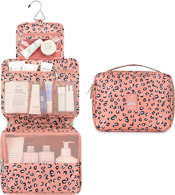 Mossio Hanging Toiletry Bag with Sturdy Hook - Large Portable Cosmetic Makeup Travel Organizer for Men & Women