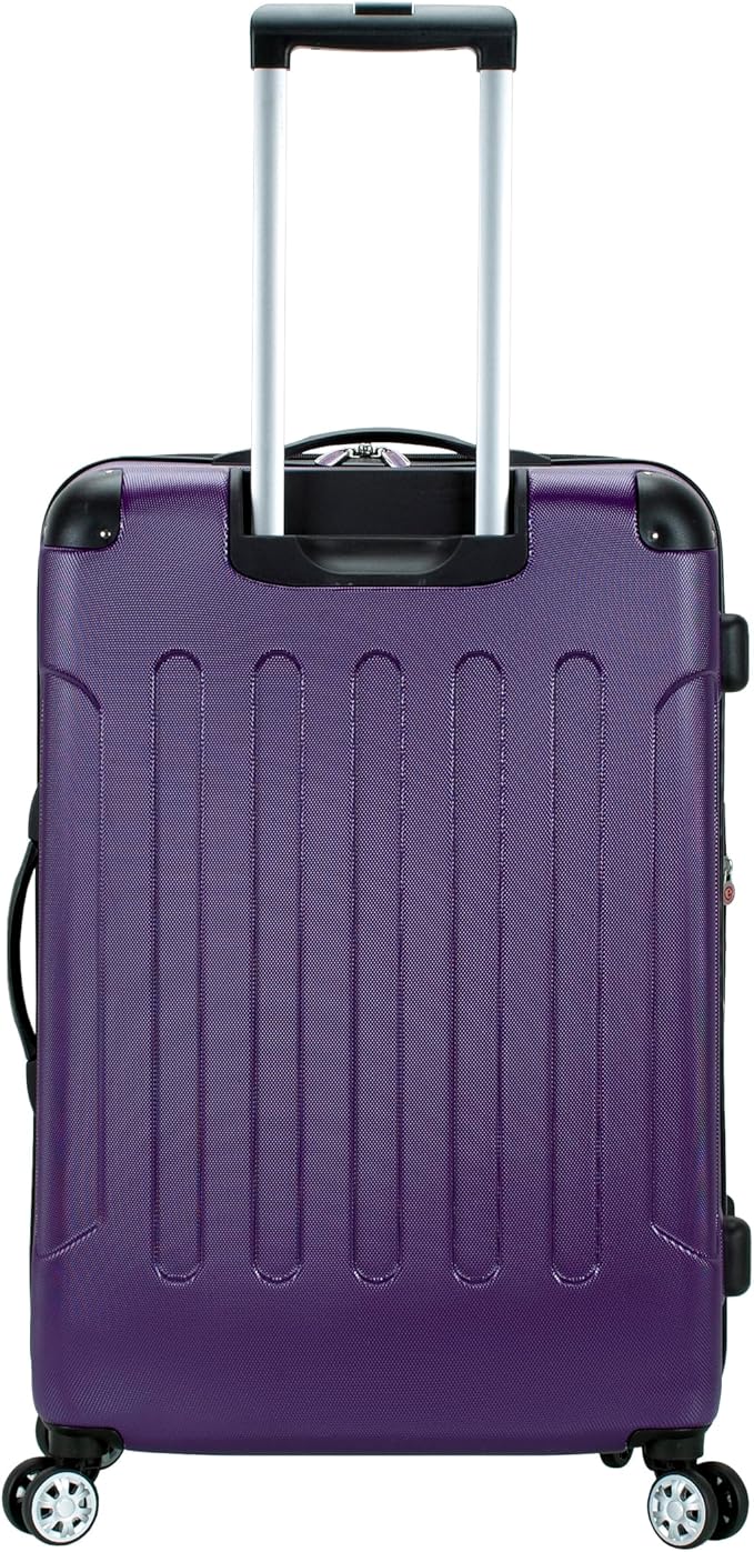Rockland London Hardside Expandable Spinner Wheel Luggage, Purple, Checked-Large 28-Inch