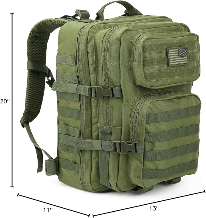 REEBOW GEAR Military Tactical Backpack for Men Large Army 3 Day Assault Pack Molle Bag Backpacks (Green)