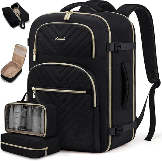 LOVEVOOK Travel Backpack Carry on Flight Approved 40L,Waterproof TSA Travel Essentials Personal Item Backpack for Women Men,Large Carry on Luggage Suitcase Travel Bag for Airplane with 3 Packing Cubes