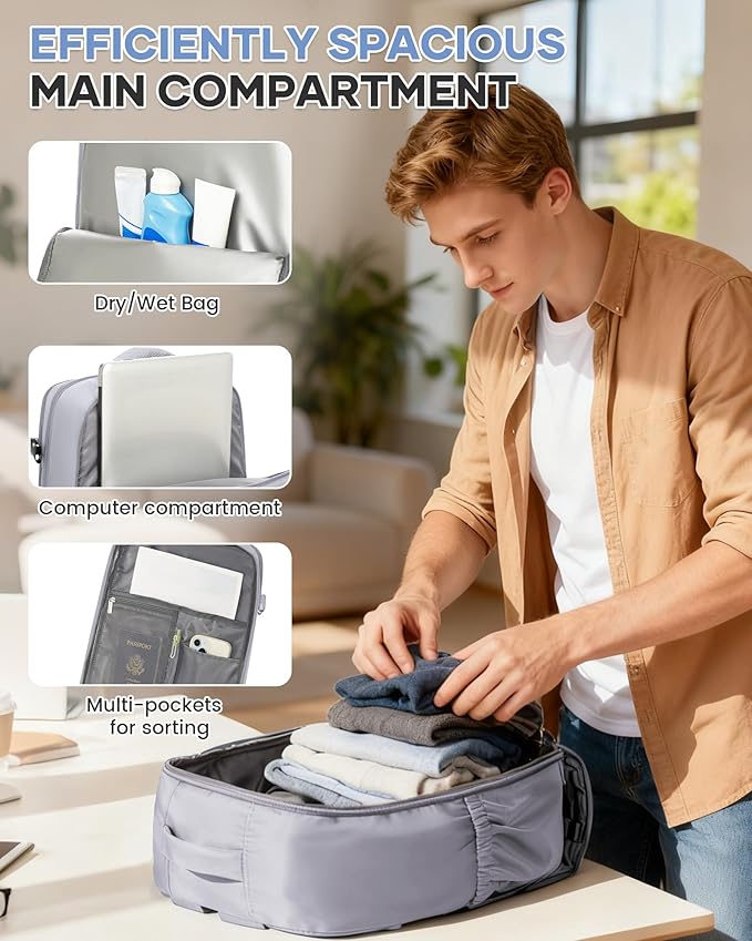 WONHOX Large Travel Backpack Carry on Flight Approved Laptop Work Business Backpack for Women Men Mochila de Viaje