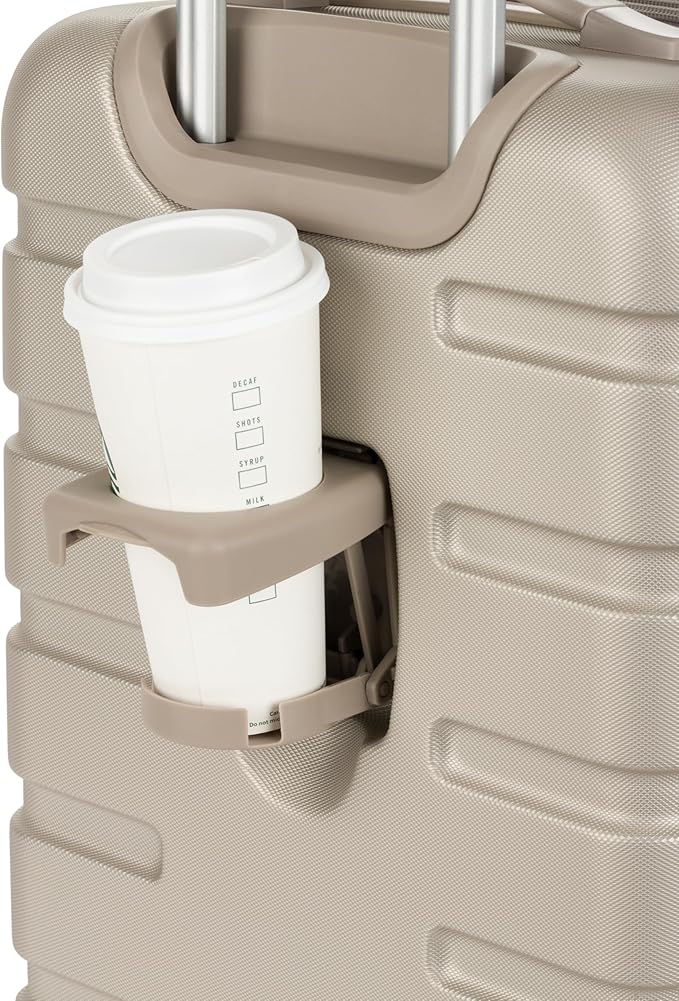 SwissGear 7366 Signature Hardside Expandable Luggage with Spinner Wheels, TSA Lock, Cup-Holder, Sand, Carry-On 19-Inch