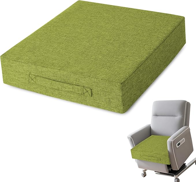 AddGrace Recliner Cushions for Elderly Thick Seat Cushion 20"x20"x4" Chair Pads with Non Slip Backing and Washable Cover for Couch Armchair Chairs Green