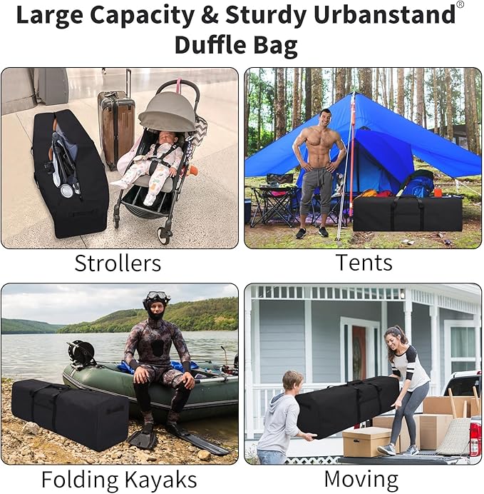 Urbanstand 46 Inch Extra Large Duffle Bag for Travel, Sports Gear Storage Bag with 2-way Lockable Zippers, Water Resistant Long Canvas Duffel Bag for Tent Camping tripod