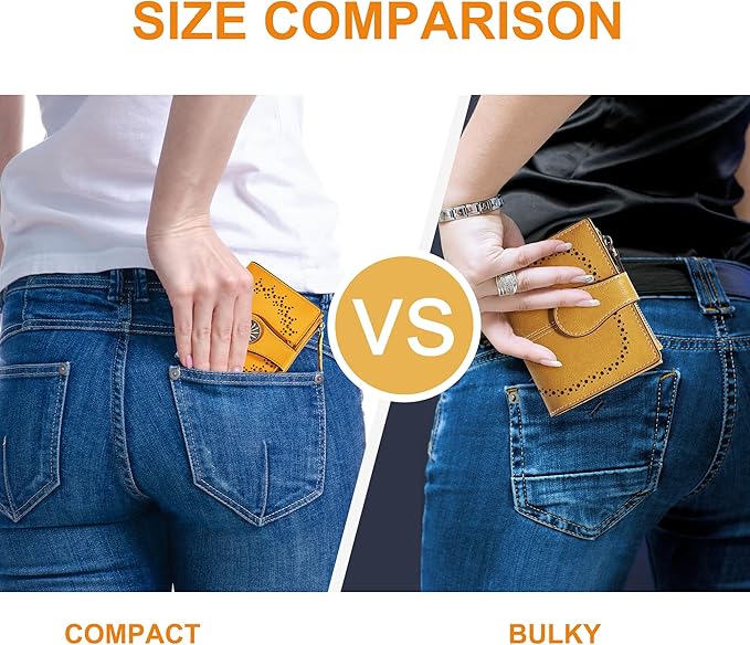 Tipmile Small Wallet for Women Bifold RFID Blocking Card Holder Leather Wallets with Zipper Coin Pocket
