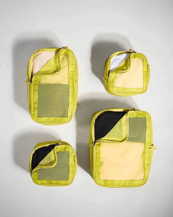 ANTLER - Compression Packing Cubes for Travel, Luggage Organiser for Suitcases or Bags, Travel Accessories, Set of 4, Gorse Yellow