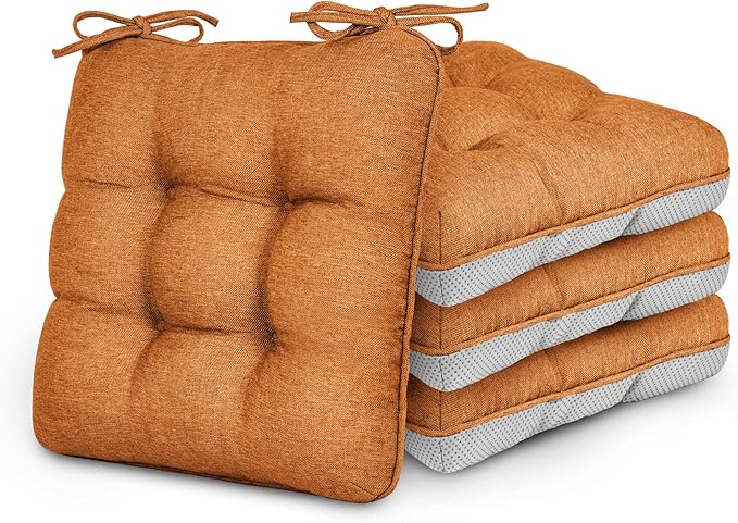 Love's cabin Memory Foam Chair Cushions Set of 4, 15.5"x15.5"x3.5" Indoor & Outdoor Seat Pads for Dining, Kitchen, Office, Patio Chairs - Terracotta