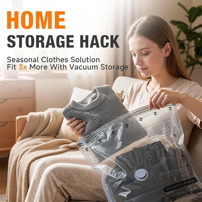 Space Saver Vacuum Storage Bags with Portable Electric Pump, Vacuum Seal Bags for Clothing Travel, Compression Bags for Travel & Home, Clothes, Blankets, Seasonal Storage, 15 Combo (5L/5M/5S)