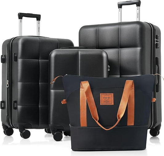 Luggage Sets 4 Piece, Hardside Suitcase with TSA Lock and Cup Holder
