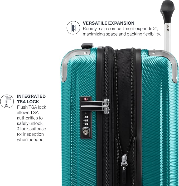 Travelpro Pathways 3 Hardside Expandable Luggage, 8 Spinner Wheels, Lightweight Hard Shell Suitcase, Carry On 21 Inch, Kayak Teal