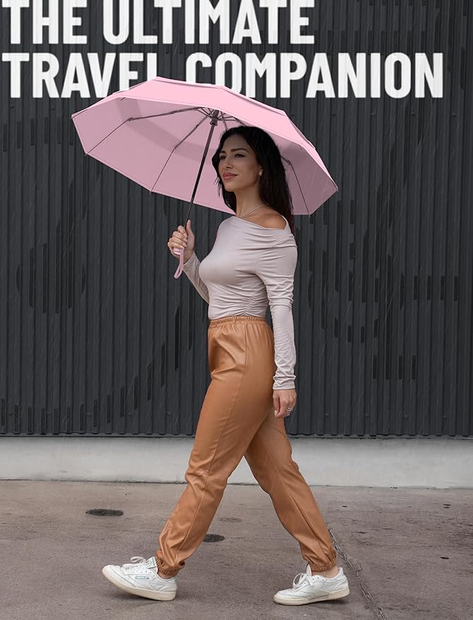 REPEL Windproof Travel Umbrella - Compact & Withstands Winds up to 85MPH , Strongest Premium Auto Folding Umbrella for Rain and Sun - Durable, Light & Portable for Women & Men , Fits Backpack & Cars