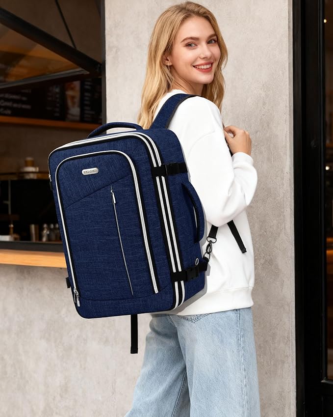 Travel Carry On 17.5" Laptop Expandable Backpack for Men Women, Personal Item Bag Waterproof Airline Approved with USB Charging Hole 3 Packing Cubes, Large Weekender Daypack Business Luggage Suitcase