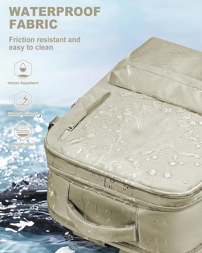 VECAVE Travel Backpack for Women, Airline Flight Approved Carry On Backpacks Waterproof 14 Inch Laptop Backpack with Shoe Compartment Casual Daypack GreyBrown