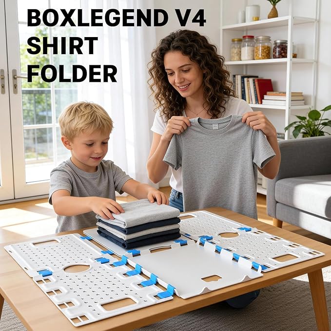 BoxLegend V4 Shirt Folding Board Enlarged and Widened Shirt Folder Folding Adults Laundry Tool Clothes Folder Laundry folders Folding Boards for tshirt, Sweater, Pants, Dresses, White
