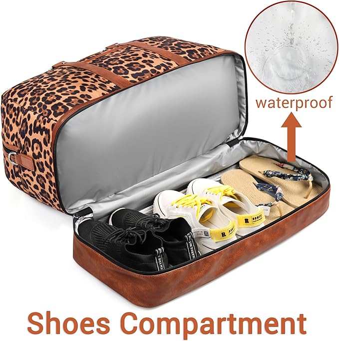 Weekender Bag for Women, Large Overnight Bag Canvas Travel Duffel Bag Carry On Tote with Shoe Compartment 21" 3Pcs Set