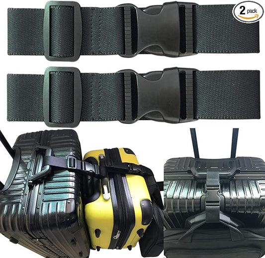 2pcs Travel Luggage Straps for Suitcases, Two Add a Bag Travel Luggage Adjustable Buckle Belt Travel Accessories Connector Attachment - Connect Your 3 luggages