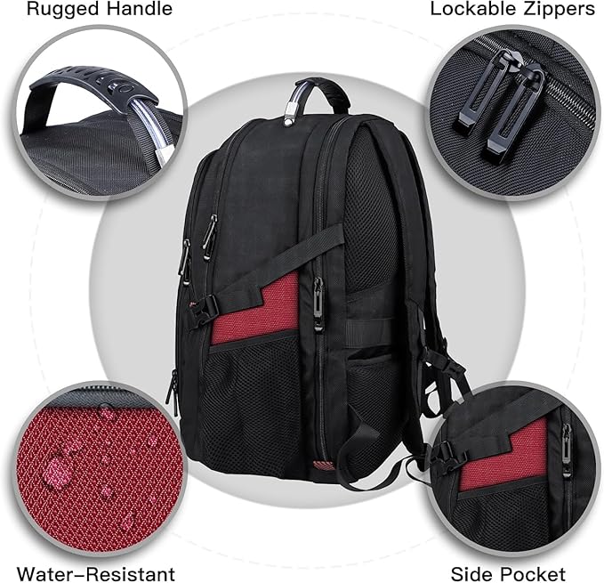 Extra Large Laptop Backpack, 18.4 Inch Laptop Backpacks for Men Women, 55L Anti Theft Water Resistant College Bussiness TSA Airline Approved Work Computer Backpack, Red