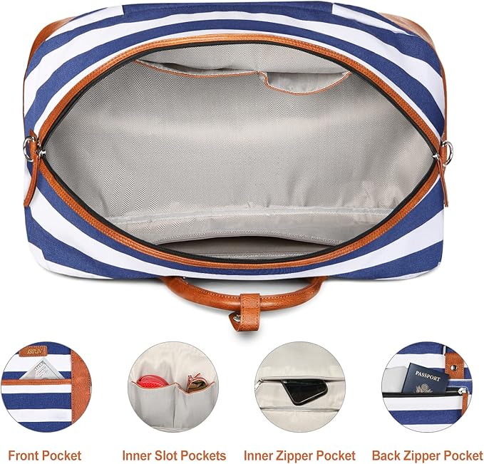 Weekender Bag for Women, Large Overnight Bag Canvas Travel Duffel Bag Carry On Tote with Shoe Compartment 21" 3Pcs Set