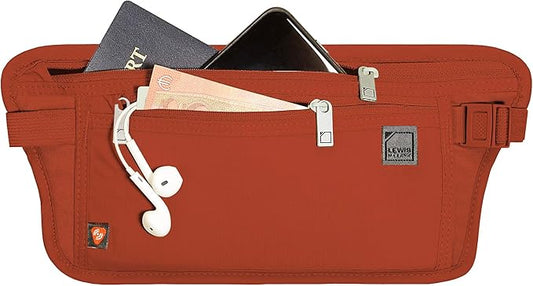 Lewis N. Clark Travel Money Belt Pouch, Slim RFID Blocking Anti Theft Waist Stash Pouches for Cash, Cards and Passport Holder