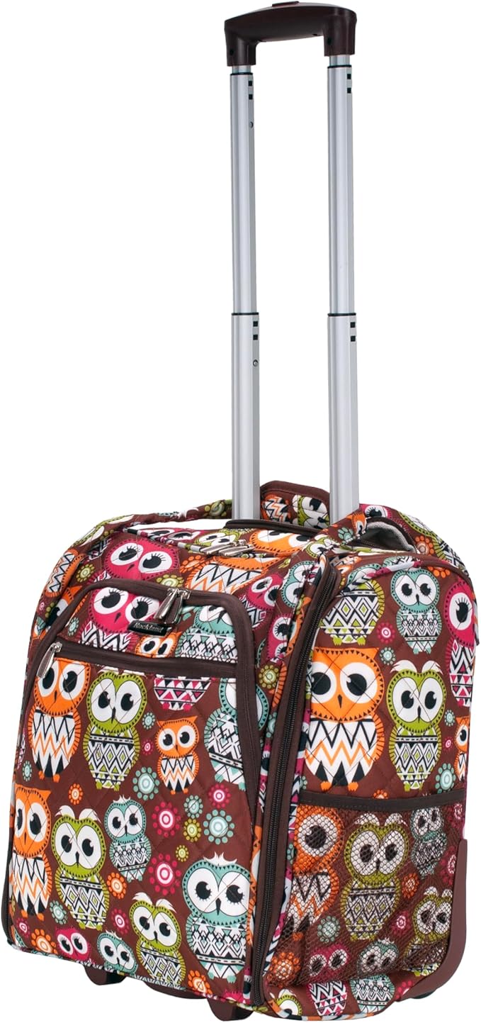Rockland Melrose Upright Wheeled Underseater Carry-On Luggage, Owl