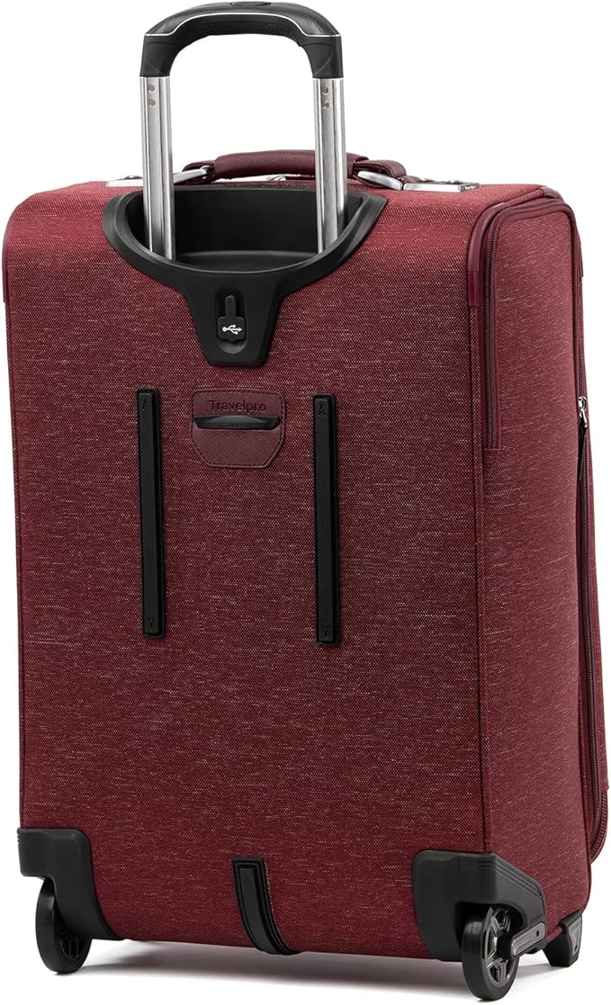 Travelpro Platinum Elite Softside Expandable Carry on Luggage, 2 Wheel Upright Suitcase, USB Port, Men and Women, Bordeaux, Carry On 22-Inch