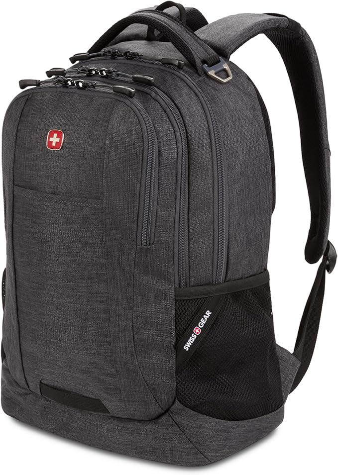 SwissGear 5505 Cecil 16” Laptop Backpack Charcoal – Daily Laptop Bag with Gear Attachment Options – Multiple Organizer Pockets & Padded Shoulder Straps