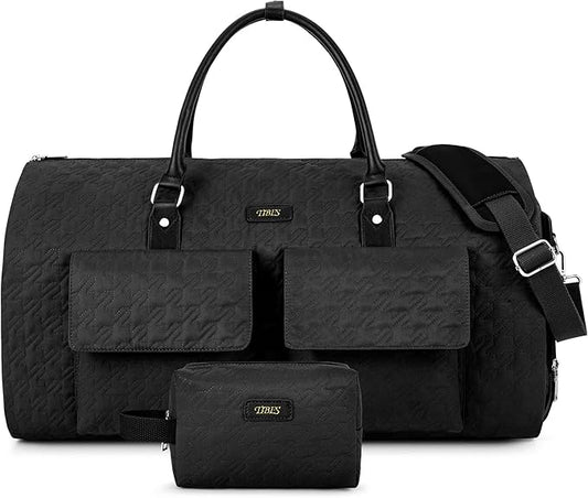 Garment Bag for Travel With Toiletry Bag Convertible Carry On Weekender Bag Large Travel Duffel Bags for Women 2 in 1 Hanging Suitcase Suit Travel Bags for Women & Men 3pcs Set (G-Black)