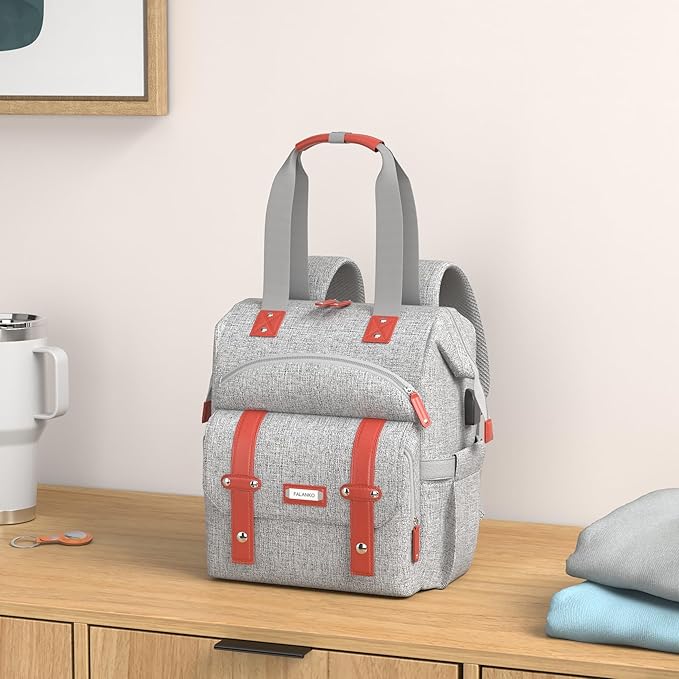 FALANKO Laptop Backpack for Women, Work Doctor Teacher Nurse Wide Open College School Student 17.3 Inch Laptops Bookbag Purse Travel RFID Computer Bag for Men Women Girls Grey