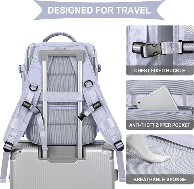 WONHOX Large Travel Backpack Carry on Flight Approved Laptop Work Business Backpack for Women Men Mochila de Viaje