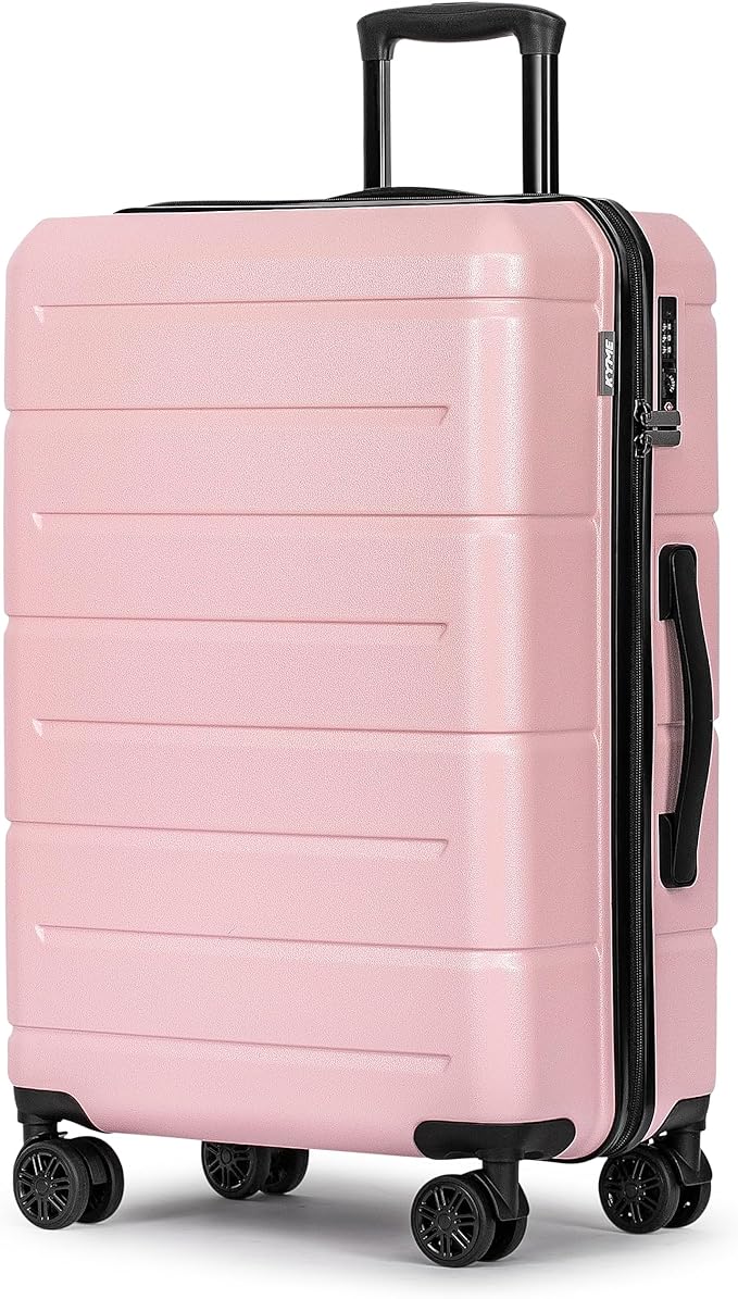 KYME 24 Inch Luggage TSA Approved Hardshell Suitcases with Spinner Wheels Durable PC+ABS Medium Checked Travel Luggage for Women Men Lt Purple