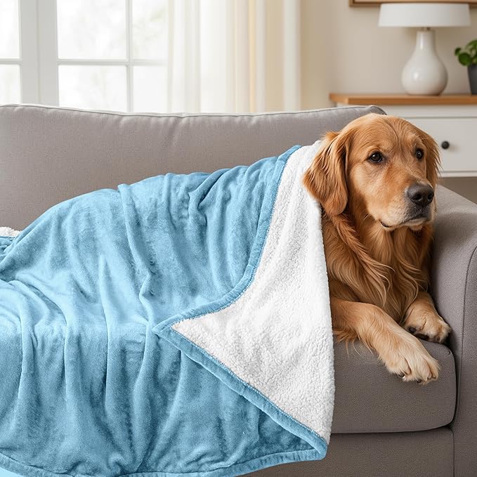 Utopia Bedding Sherpa Blanket King Size (Washed Blue, 90x102 Inches) - Soft Lightweight Plush Fleece Reversible Blanket for Bed, Sofa, Couch, Camping and Travel