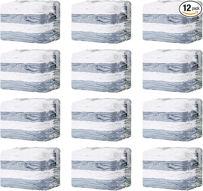 TAILI 12 Pack Vacuum Storage Bags, Space Saver Bags, Jumbo Cube 31x40x15 Inch, Extra Large Vacuum Seal Bags for Comforters, Blankets, Bedding, Clothing, Space Saving Closet Organization, Cream