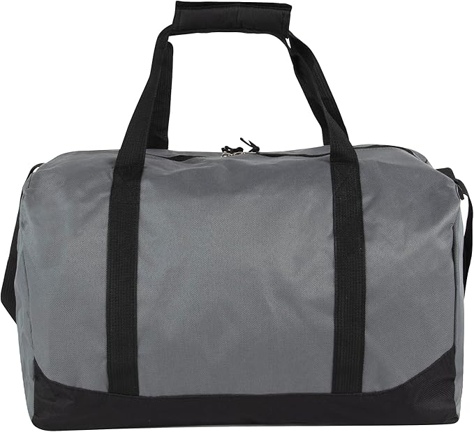 30 Liter, 17 Inch Canvas Duffle Bags for Men and Women – Travel Weekender Overnight Carry-On Shoulder Duffel Tote Bags (Grey)