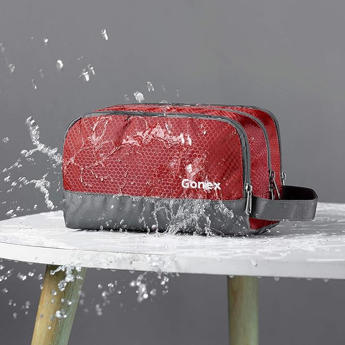 Gonex Travel Toiletry Bag Nylon, Shaving Bag Toiletry Organizer Red